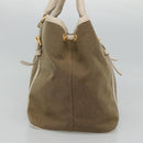 PRADA Hand Bag Canvas Leather Beige White gold Auth am7707-4