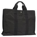 HERMES Her Line MM Hand Bag Canvas Gray Auth am7709-1