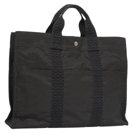 HERMES Her Line MM Hand Bag Canvas Gray Auth am7709