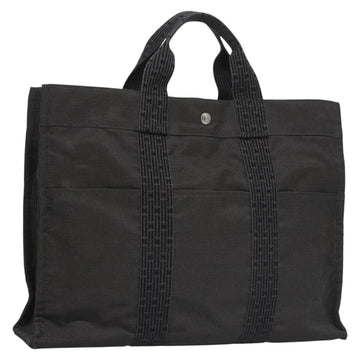 HERMES Her Line MM Hand Bag Canvas Gray Auth am7709