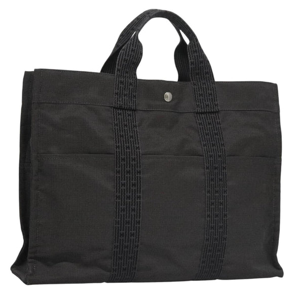 HERMES Her Line MM Hand Bag Canvas Gray Auth am7709