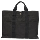 HERMES Her Line MM Hand Bag Canvas Gray Auth am7709-2