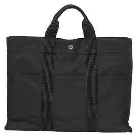 HERMES Her Line MM Hand Bag Canvas Gray Auth am7709 - 0