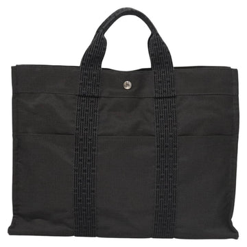 HERMES Her Line MM Hand Bag Canvas Gray Auth am7709 - 0