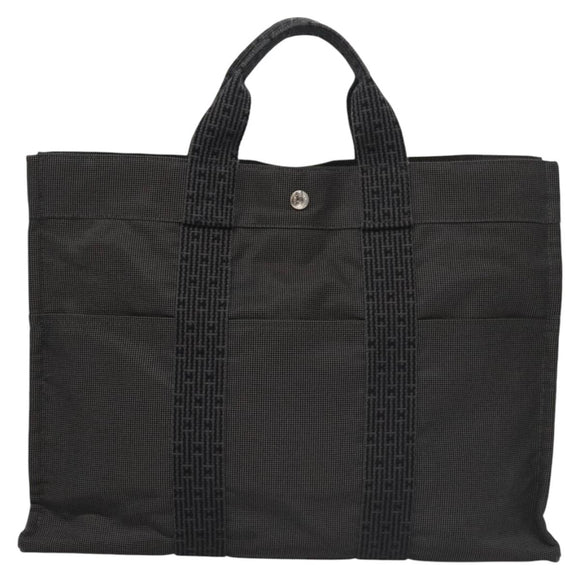 HERMES Her Line MM Hand Bag Canvas Gray Auth am7709