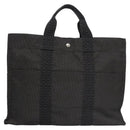 HERMES Her Line MM Hand Bag Canvas Gray Auth am7709-3