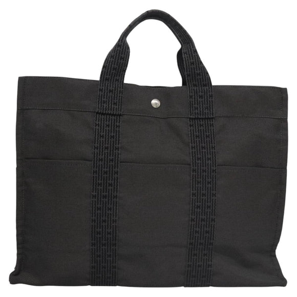 HERMES Her Line MM Hand Bag Canvas Gray Auth am7709