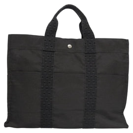 HERMES Her Line MM Hand Bag Canvas Gray Auth am7709 - 0