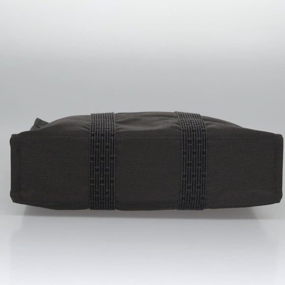 HERMES Her Line MM Hand Bag Canvas Gray Auth am7709