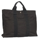 HERMES Her Line MM Hand Bag Canvas Gray Auth am7710-1