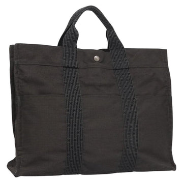 HERMES Her Line MM Hand Bag Canvas Gray Auth am7710