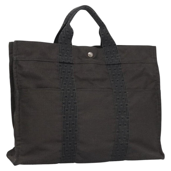 HERMES Her Line MM Hand Bag Canvas Gray Auth am7710