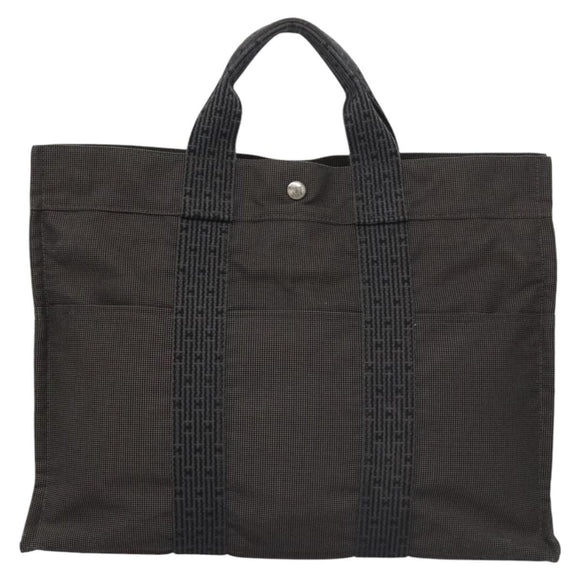 HERMES Her Line MM Hand Bag Canvas Gray Auth am7710