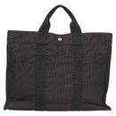 HERMES Her Line MM Hand Bag Canvas Gray Auth am7710-2