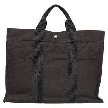 HERMES Her Line MM Hand Bag Canvas Gray Auth am7710 - 0