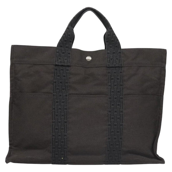 HERMES Her Line MM Hand Bag Canvas Gray Auth am7710