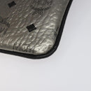 MCM Vicetos Logogram Clutch Bag PVC Leather Silver Auth am7725-15