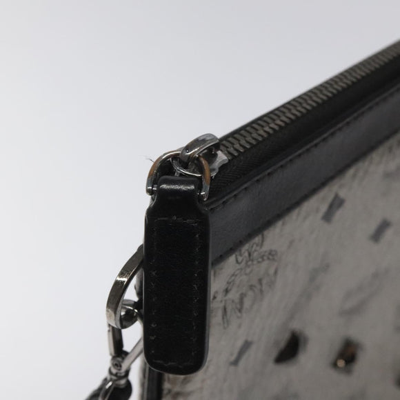 MCM Vicetos Logogram Clutch Bag PVC Leather Silver Auth am7725