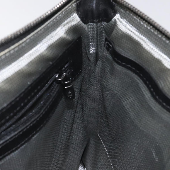 MCM Vicetos Logogram Clutch Bag PVC Leather Silver Auth am7725