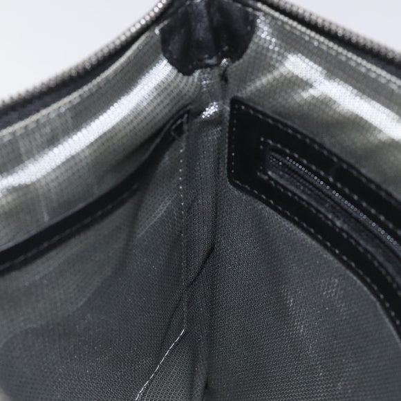 MCM Vicetos Logogram Clutch Bag PVC Leather Silver Auth am7725