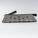 MCM Vicetos Logogram Clutch Bag PVC Leather Silver Auth am7725-6