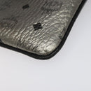 MCM Vicetos Logogram Clutch Bag PVC Leather Silver Auth am7725-7