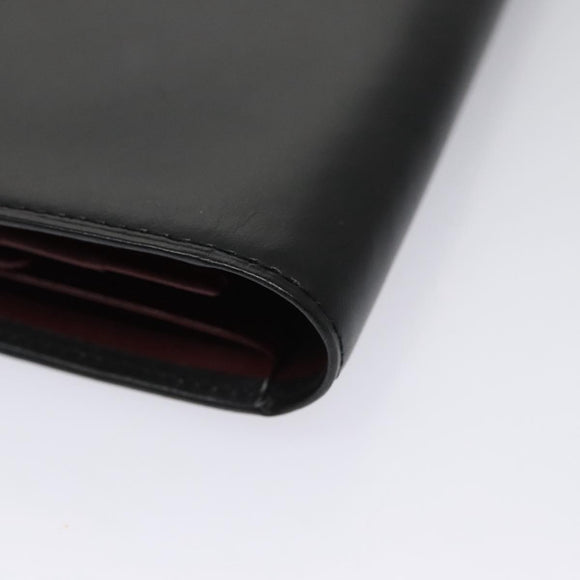 CARTIER Trinity hand Wallet Leather Black Wine Red Auth am7737