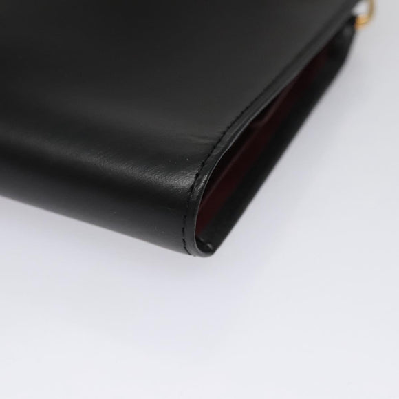 CARTIER Trinity hand Wallet Leather Black Wine Red Auth am7737