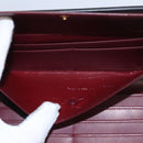 CARTIER Trinity hand Wallet Leather Black Wine Red Auth am7737-10