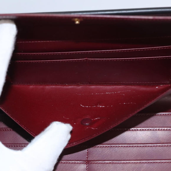 CARTIER Trinity hand Wallet Leather Black Wine Red Auth am7737