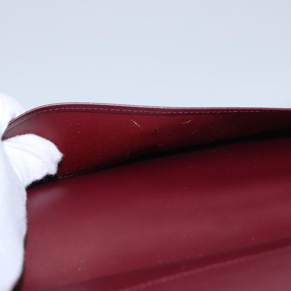 CARTIER Trinity hand Wallet Leather Black Wine Red Auth am7737