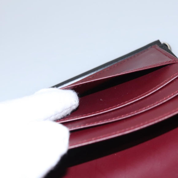 CARTIER Trinity hand Wallet Leather Black Wine Red Auth am7737