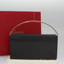 CARTIER Trinity hand Wallet Leather Black Wine Red Auth am7737-12