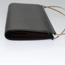CARTIER Trinity hand Wallet Leather Black Wine Red Auth am7737-3