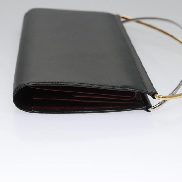 CARTIER Trinity hand Wallet Leather Black Wine Red Auth am7737
