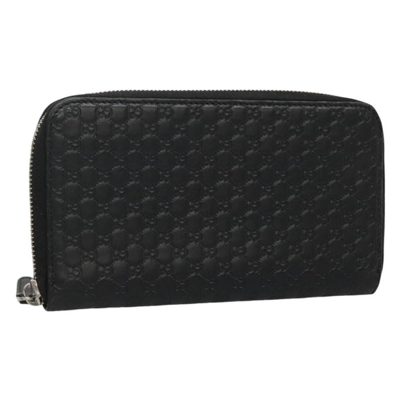 GUCCI Micro GG Canvas Guccissima Long Wallet Leather Black 544473 Auth am7738