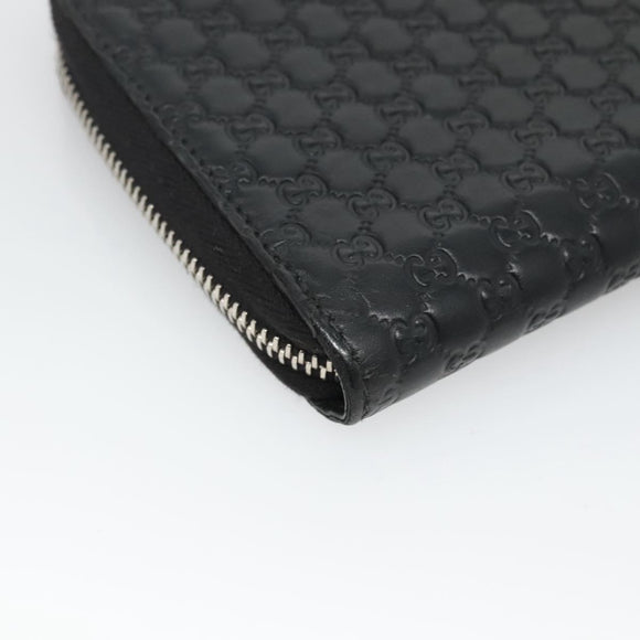 GUCCI Micro GG Canvas Guccissima Long Wallet Leather Black 544473 Auth am7738