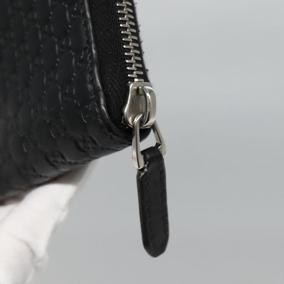 GUCCI Micro GG Canvas Guccissima Long Wallet Leather Black 544473 Auth am7738