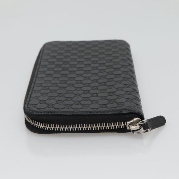 GUCCI Micro GG Canvas Guccissima Long Wallet Leather Black 544473 Auth am7738