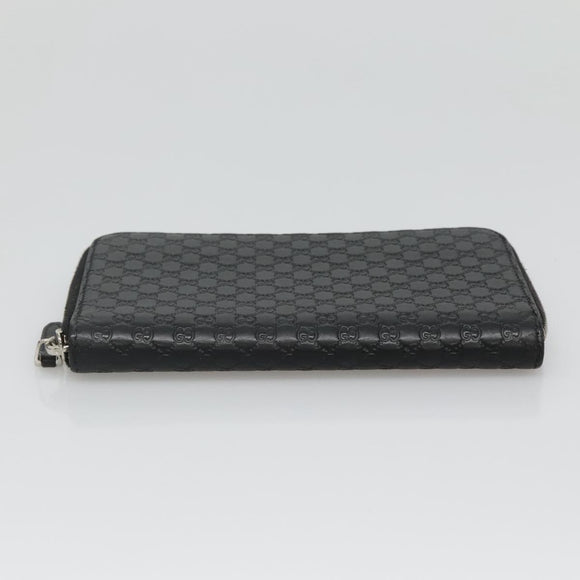 GUCCI Micro GG Canvas Guccissima Long Wallet Leather Black 544473 Auth am7738