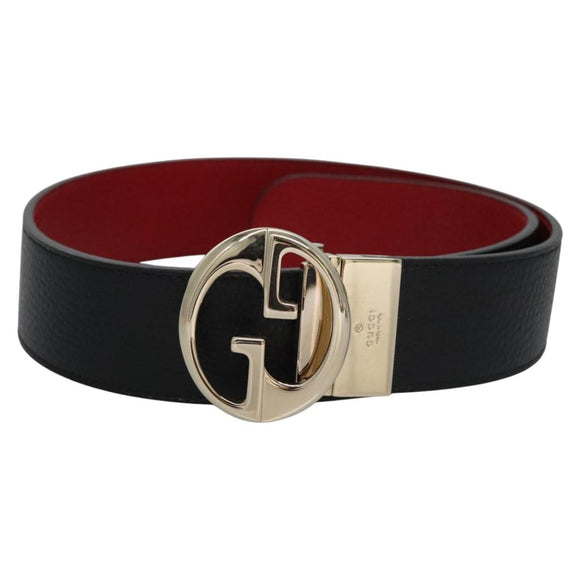 GUCCI Belt Leather Outlet 31.9"" Black 70 28 525040 Auth am7750V