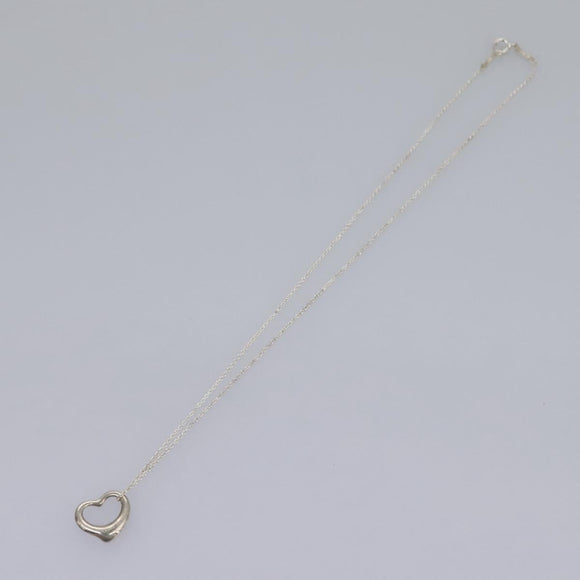 TIFFANY&Co. Open Heart Necklace Ag925 Silver Auth am7763