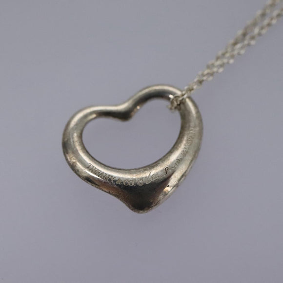 TIFFANY&Co. Open Heart Necklace Ag925 Silver Auth am7763