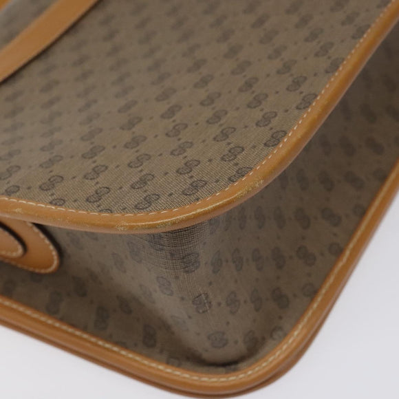 GUCCI Micro GG Canvas Shoulder Bag PVC Leather Beige Auth am7777