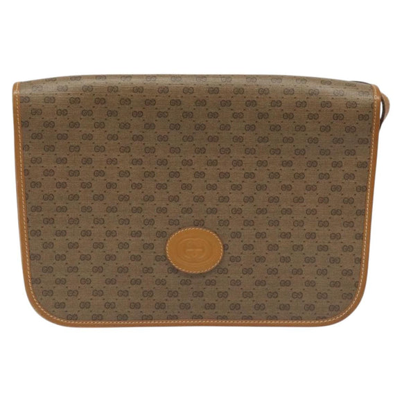 GUCCI Micro GG Canvas Shoulder Bag PVC Leather Beige Auth am7777
