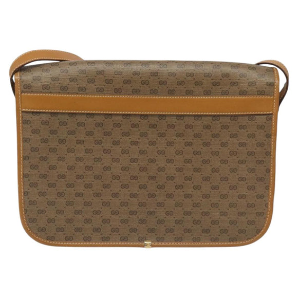 GUCCI Micro GG Canvas Shoulder Bag PVC Leather Beige Auth am7777