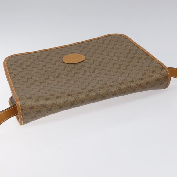 GUCCI Micro GG Canvas Shoulder Bag PVC Leather Beige Auth am7777