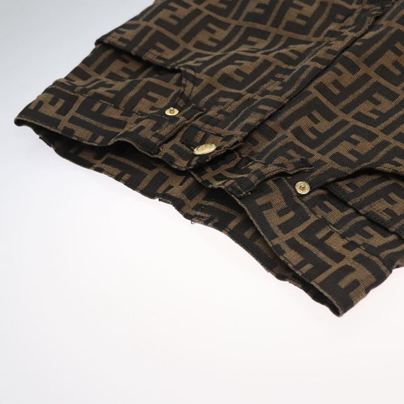FENDI Zucca Canvas Pants 40 Black Brown Auth am7779M