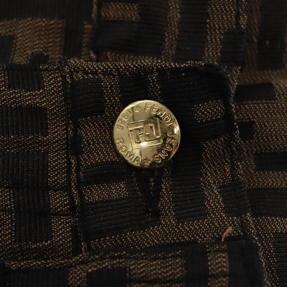 FENDI Zucca Canvas Pants 40 Black Brown Auth am7779M