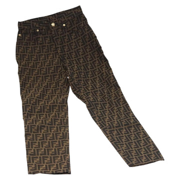 FENDI Zucca Canvas Pants 40 Black Brown Auth am7779M